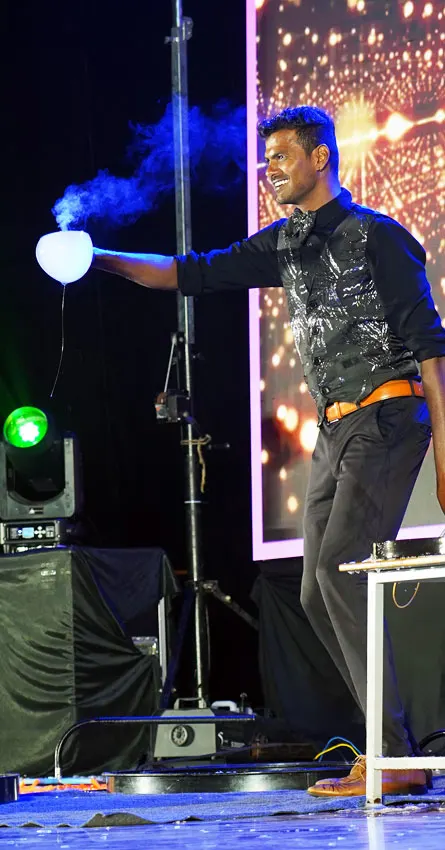 Best birthday performer in Chennai captivating kids with an interactive bubble show, featuring giant floating bubbles and magical bubble tricks at a children’s party.
