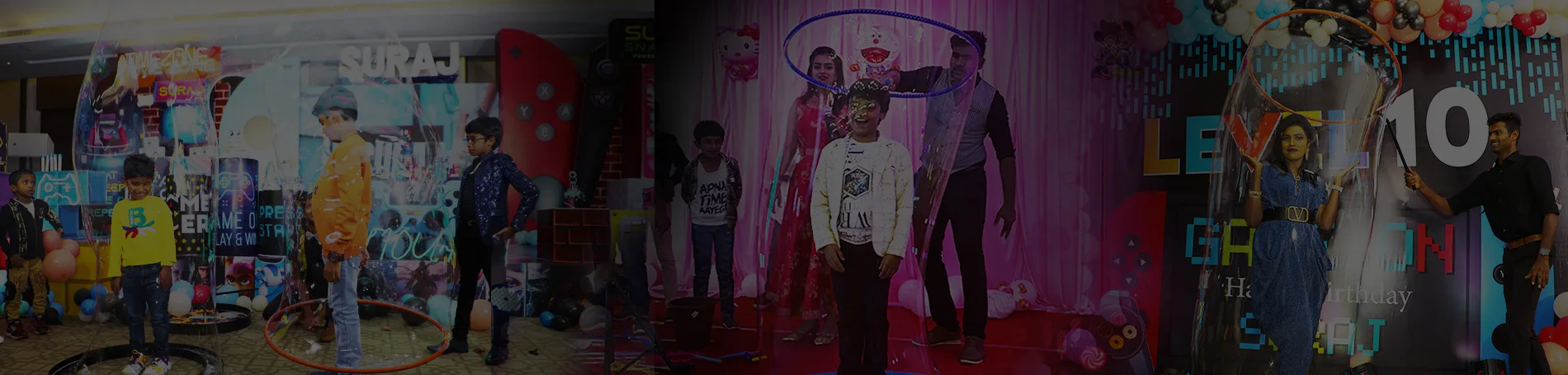Book the best Bubble Show in India by ThrillVeera Entertainment – top-rated kids party act featuring giant bubbles, interactive fun, and visually stunning performances for family events and celebrations